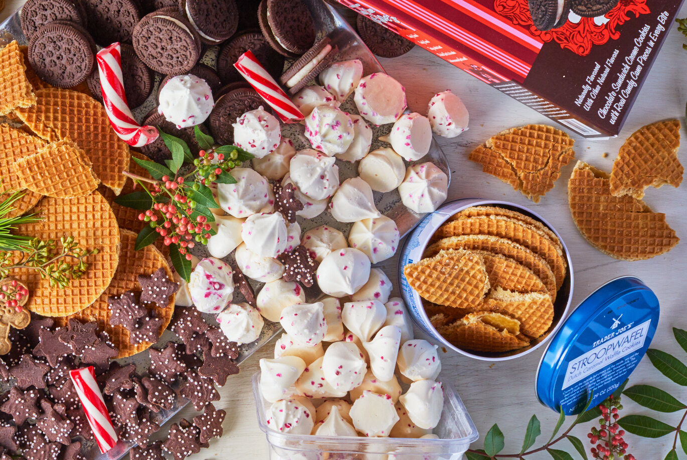 favorite cookies piled high, featuring Trader Joe's Stroopwafel Dutch Caramel Waffle Cookies