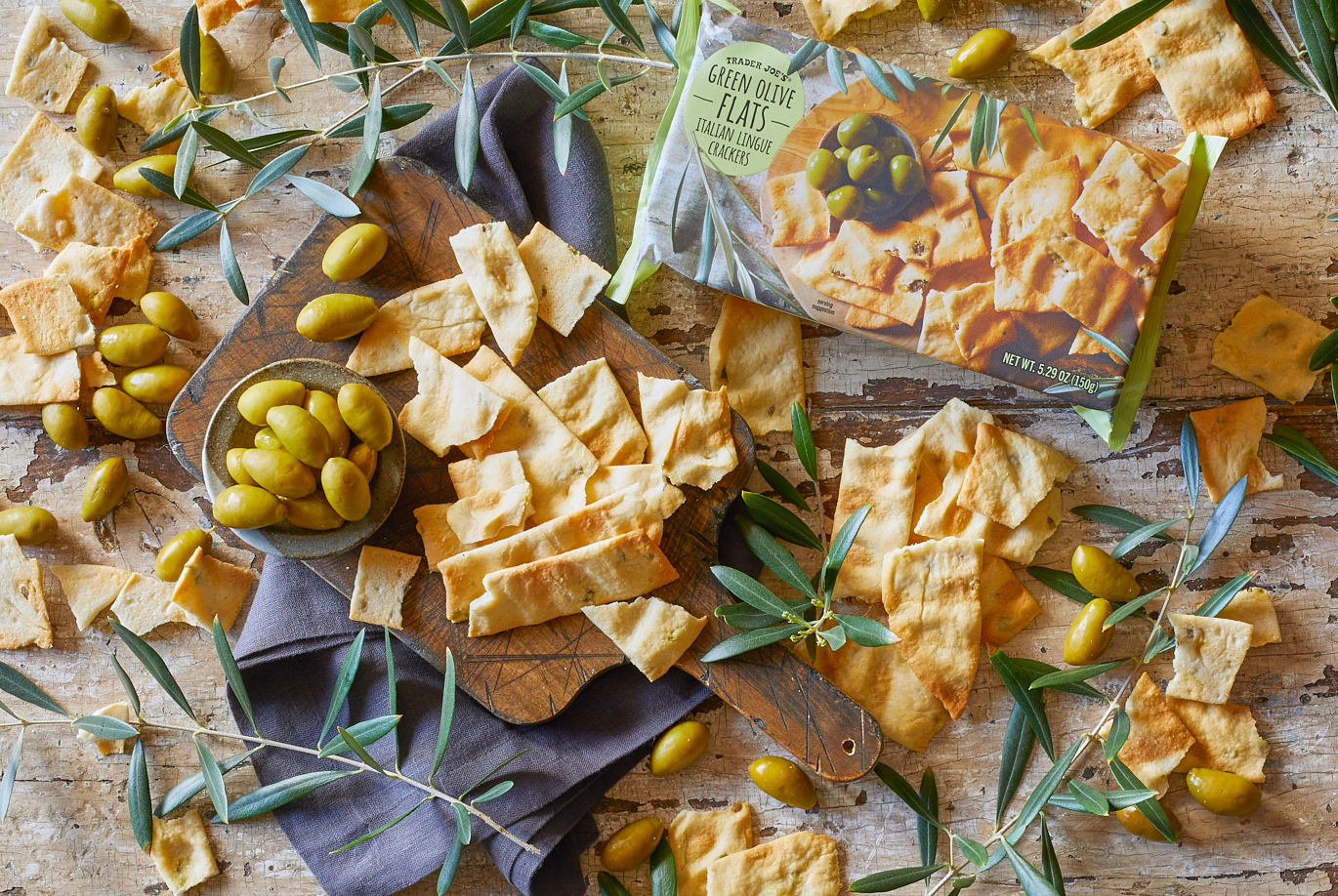 Green Olive Flats Italian Lingue Crackers