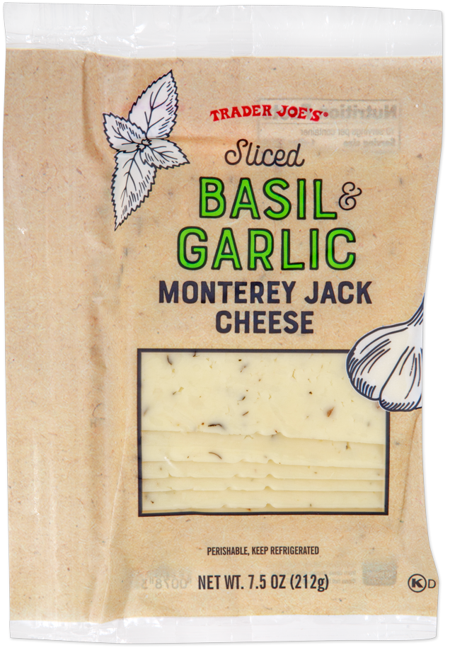 Trader Joe's Sliced Basil & Garlic Monterey Jack Cheese